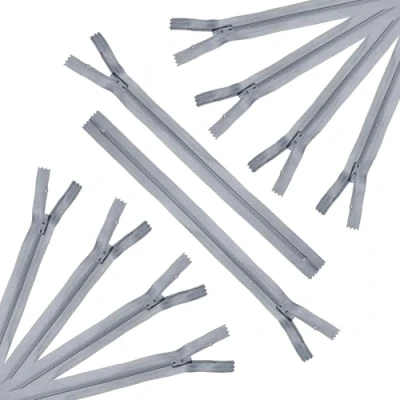 Image of Trimz 25cm ( 10inch) Grey one Way end Stop Zip with 4mm Teeth 10 Pcs, Polyester, 25 cm