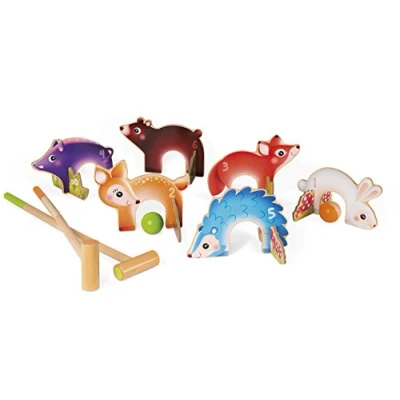 Image of Janod Forest Animals Croquet Wood Game Outdoor For children from the Age of 3 J03207, Multicolored