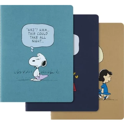 Image of Moleskine Peanuts Cahier Journal, Set of 3 Lined Notebooks, with Soft Covers and Themed Bookmark, 16 Detachable Sheets, Size XL 19 x 25 cm