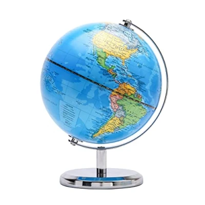 Image of TOPGLOBE 14cm World globe Political Map Mini Educational/Geographic/Modern Desktop Decoration Diameter Stainless Steel Arc and Base School, Home, Office