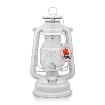 Image of Feuerhand 276 Outdoor Hurricane Oil Lantern German Made Since 1893, Paraffin Lamp with Galvanized Steel, Rust Resistant Kerosene, 300ml Tank, 20 Hour Burn, Safe Hanging or Table Use, Pure White