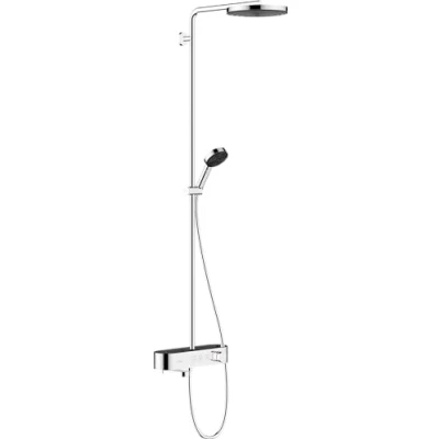 Image of Hansgrohe 24230000 Pulsify S Showerpipe 260 1jet with Bath Thermostat ShowerTablet 400, Chrome, Head Shower: 1 Spray