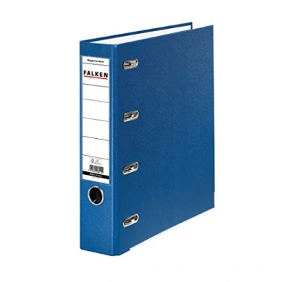 Image of Original Falken PP plastic double file. Made in Germany. 7 cm wide blue for 2x DIN A5 landscape filing with changeable window Account statement folder Ring binder file Letter Office