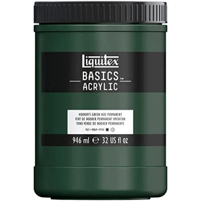 Image of LIQUITEX Basics Acrylic Paint, Hooker&#039;s Green Permament Hue, 946 ml Pot