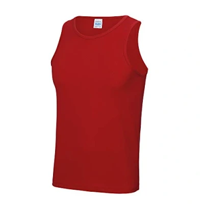 Image of Just Cool Mens Sports Gym Plain Tank / Vest Top (XL) (Fire Red)