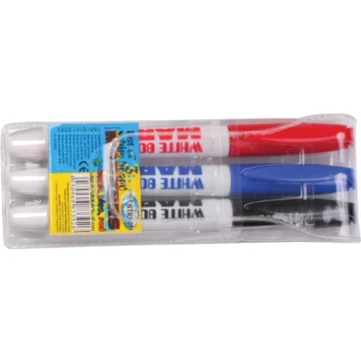 Image of Set of 3 Whiteboard Markers with Bullet Tip (Red, Black, Blue), Free UK Delivery