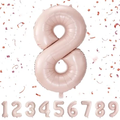 Image of Number Balloons 8,Baby Pink 8 Balloon 40 Inch Giant Helium Foil for Boys Girls Party Decor Birthday Anniversary Graduation Decorations Supplies