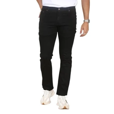 Image of MYT Mens Straight Leg Jeans Regular Fit Denim Pants Trousers Black 38W x 32L
