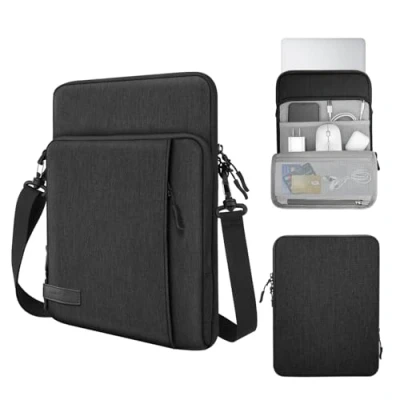 Image of MoKo Sleeve Bag for 13.3 Inch Laptop, Carrying Pouch Case with Pocket Fits MacBook Air 13 M3 M2 2024 2018, Pro 14 2021, Tab S8+ 12.4&quot;,Surface 8, Black &amp; Gray