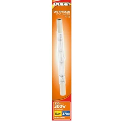 Image of Eveready ECO Halogen 230W (300W Equivalent) Linear Light Bulb, White, Pack of 2, R7s, 230 W