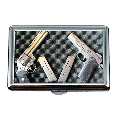 Image of Cigarette Storage Case/Box,Gun Lighter,Cigarette Case Box,Guns,Business Card Holder Business Stainless