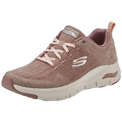 Image of Skechers Women&#039;s Arch Fit Comfy Wave Sneaker, Brown, 4 UK