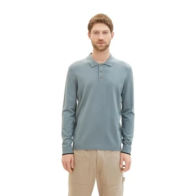 Image of TOM Tailor Basic WITH Contrast Polo shirt, Men&#039;s, Size: Large, Grey mint