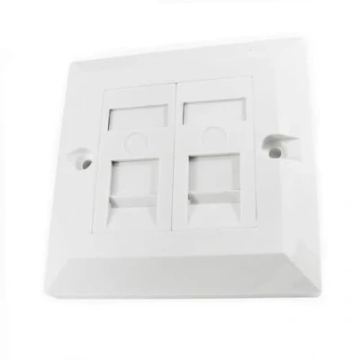 Image of RJ45 Socket Ethernet Cat5e Wall Plate Faceplate Compatible with CAT6/CAT5E/CAT7/CAT8 Network Cable, Keystone Jack Modular, UK Spec. (2 Ports, White)
