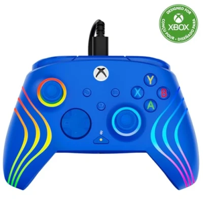 Image of Turtle Beach Afterglow Wave Controller Blue Wired RGB Gaming Licensed for Xbox Series X or S, One and Windows Mappable Buttons, Hall Effect Hair Triggers, Audio Controls