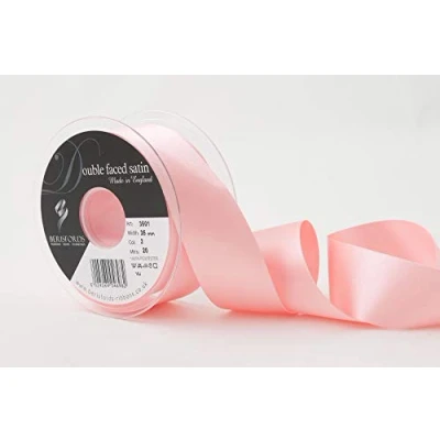 Image of Berisfords Double FACE Poly Satin Ribbon, Pink, 10.5x10.5x4.6 cm