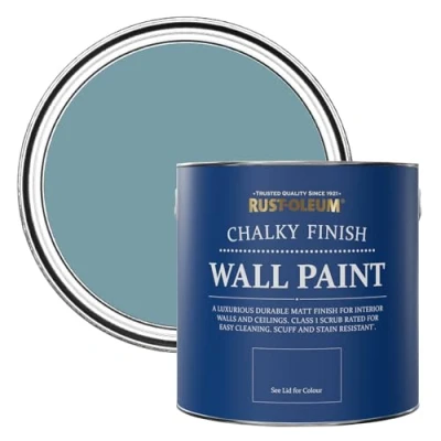 Image of Rust Oleum Blue Matt Emulsion Wall Paint Pacific State 2.5L