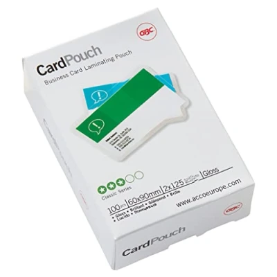 Image of GBC 60x90mm 2x125 Micron Gloss Card Laminating Pouches, Pack of 100, 3743157