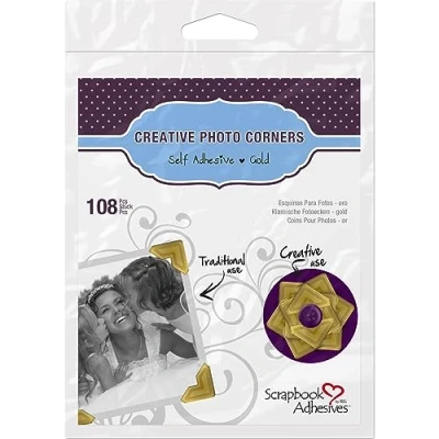 Image of Classic Style Paper Photo Corners .5&quot; Self Adhesive 108/Pkg Gold