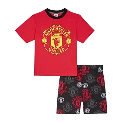Image of Manchester United F.C Boys Pyjamas, Short Man Utd PJs Set, Ages 4 to 13 Years Old, Offical Club Merchandise (as8, age, 4_years, 5_years, regular)