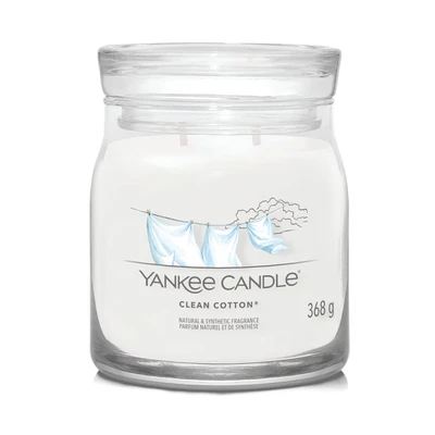 Image of Yankee Candle Signature Scented Clean Cotton Medium Jar with Double Wicks Soy Wax Blend Long Burning Perfect Gifts for Women
