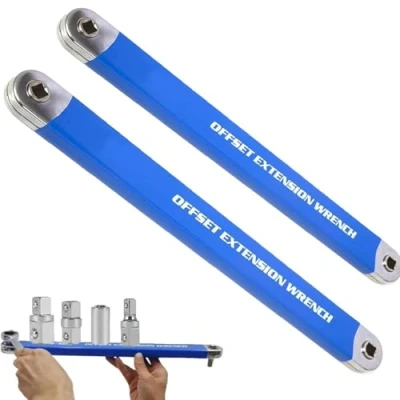 Image of YZBBSH Offset Extension Wrench,2024 New Wrench,Multifunctional Tight Reach Wrench,with 1/2&quot;, 1/4&quot; and 3/8&quot; Square Drive Adapters (2pc)