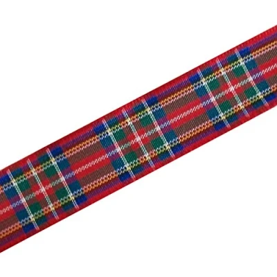 Image of Berisfords Tartan Plaid Polyester Satin Ribbon 7mm Wide (Royal Stewart, 3 M)