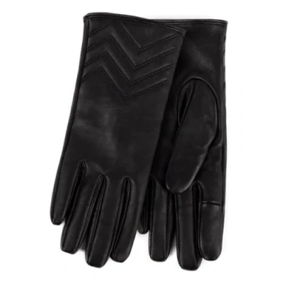 Image of Isotoner Ladies Cashmere Lined Premium Leather Glove With Chevron Detail