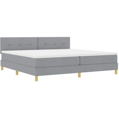 Image of Box Spring Bed with Mattress &amp; led Light Grey 200x200 cm Fabric Vidaxl