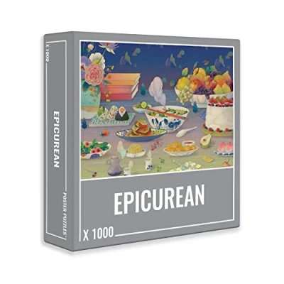 Image of Cloudberries Epicurean Puzzle, 1000 Piece Food Jigsaw Puzzles for Adults, Fruit Puzzle Pieces with Dreamy Blue, Yellow and Pink Colours