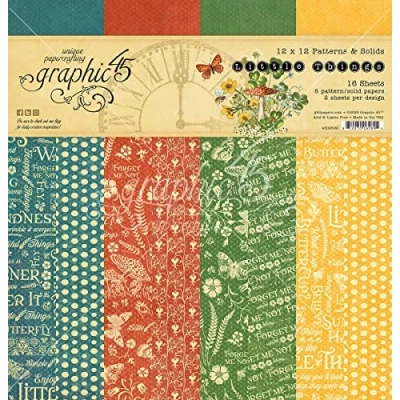 Image of Graphic 45 Double Sided Paper Pad 12&quot;X12&quot; 16/Pkg Little Things Patterns &amp; Solids