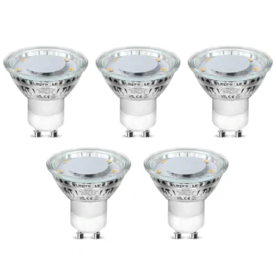 Image of Lepro GU10 LED Bulbs Cool White 5000K, 50W Halogen Spotlight Equivalent, 4W 325lm Energy Saving Light Bulbs, 100 Wide Beam, Non dimmable, Pack of 5