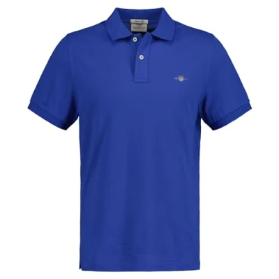 Image of Gant Shield Piqué Polo Shirt Cobalt Blue Dark size M