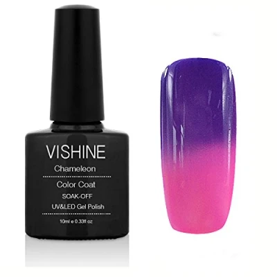 Image of Vishine Thermal Temperature Colour Changing Chameleon Soak Off UV LED Gel Nail Polish 10ML Purple Pink (5708)