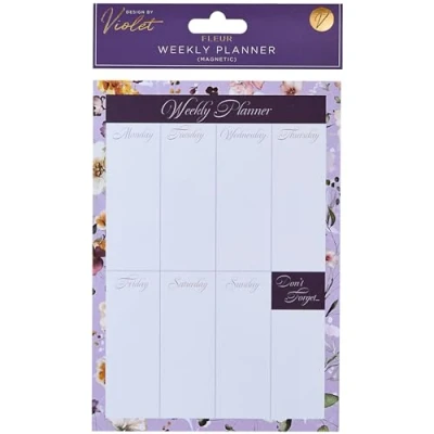 Image of Design By Violet Fleur Flower Weekly Planner List Organiser Notepad 52 Pages Magnet Backed Contemporary Gift Present 21cm x 15cm