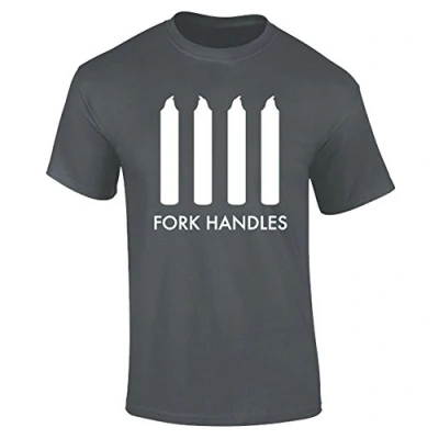 Image of Mens Fork Handles Four Candles Funny Comedy Sketch T Shirt Charcoal Grey (XL)