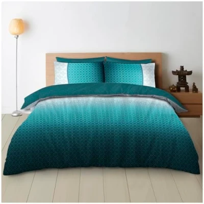 Image of GC GAVENO CAVAILIA Triangles Geometric Double Duvet Cover, Soft &amp; Cozy Reversible Ombre Bedding Sets With Pillowcases, Teal
