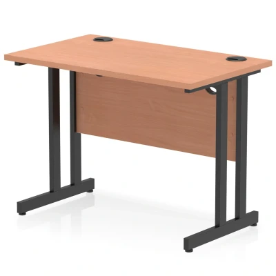 Image of Impulse 1000 x 600mm Straight Desk Beech Top Black Cantilever Leg