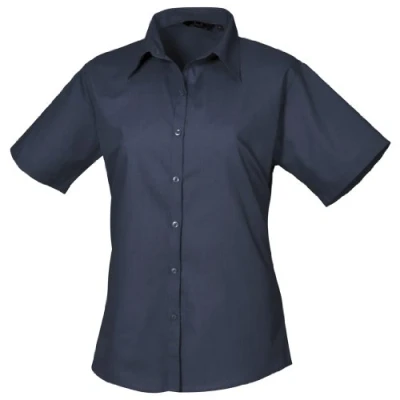 Image of Premier Workwear Ladies Short Sleeve Poplin Blouse Navy 6