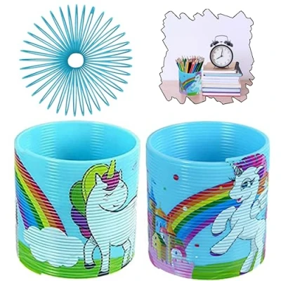 Image of HOVUK Unicorn Magic Spring Toys for Kids 6.5cm, Rainbow Stretching Bouncing Coil, Goodie Bag Stuffers Boys and Girls 3+ Years Theme Fidget Toys, Party Fillers