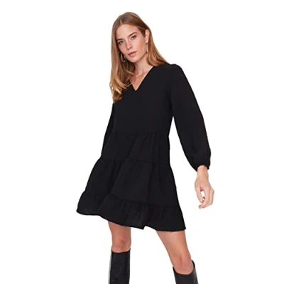 Image of Trendyol FeMan Mini Shift Relaxed fit Woven Dress,Black,40
