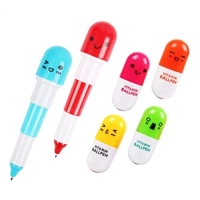 Image of Ballpoint Pen 1PCS Pill Ball Point Pens Smiling Face Vitamin Retractable Capsule Cute Emotion Novelty Gift for Kids Students Office School