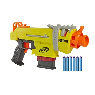 Image of NERF E8890 Fortnite SMG L Motorised Blaster Contains 3 Targets Includes Clip Magazine and 6 Elite Darts