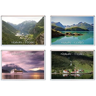 Image of Norway Fjords 4 PACK Jumbo Fridge Magnet/Magnets