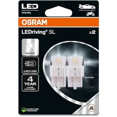 Image of OSRAM LEDriving SL, LED Signal Lamps, Off Road Only, non ECE, Double Blister, White 6000K, W21/5W