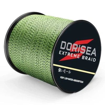 Image of Dorisea Extreme Braid 100% Pe 300m/328Yards Braided Fishing Line 6 550Lb Test Wire String Abrasion Resistant Incredible Superline Zero Stretch (Fluorescent Green&amp;Black, 70lb/0.44mm)