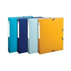 Image of Exacompta Bee Blue Box File 40mm Spine PP A4 Assorted (Pack of 8)