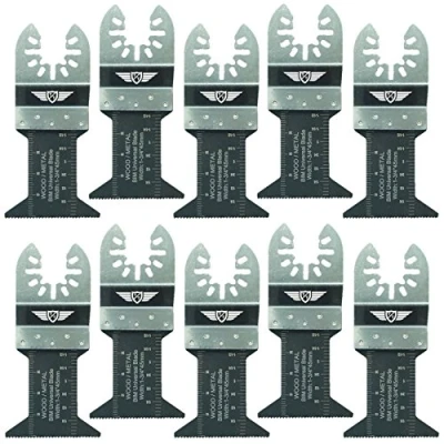 Image of 10 x 44mm TopsTools FA44B_10 Fast Fit Metal Cutting Blades Compatible with Dewalt Stanley Black and Decker Bosch Fein (Non StarLock) Makita Milwaukee Hitachi Parkside Ryobi Worx Workzone Multitool
