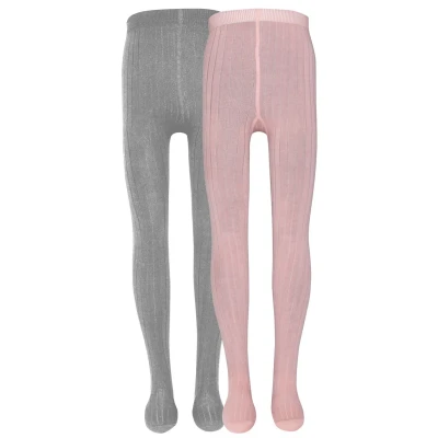 Image of Ewers 2 PACK Tights for kids, Size: 7 8y, Grau melange/wildrose