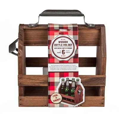 Image of Out of the Blue 71/3168 Bottle Holder with Metal Opener Wood, Multi Colour